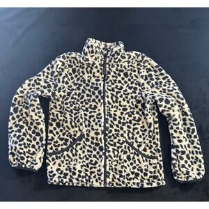 The Children's Place M 7/8 Leopard Print Full Zip Fleece Jacket Girls